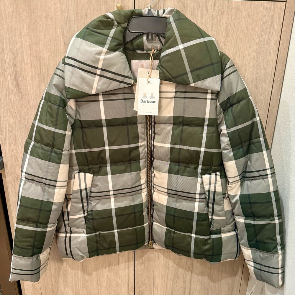 NWTs Barbour Tartan Germaine Quilted Jacket. Sz. 10 US